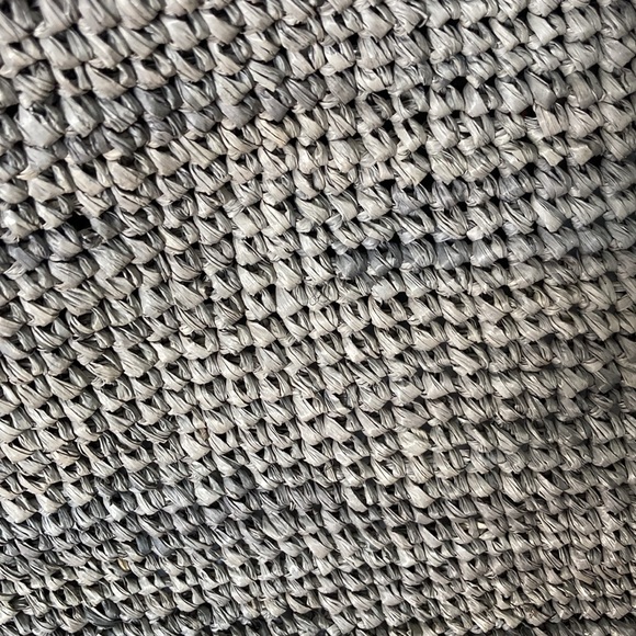 Gray Straw Bag with Straw Draw-String - Picture 3 of 5